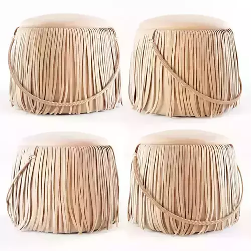 RIBBON FRINGE POUF 