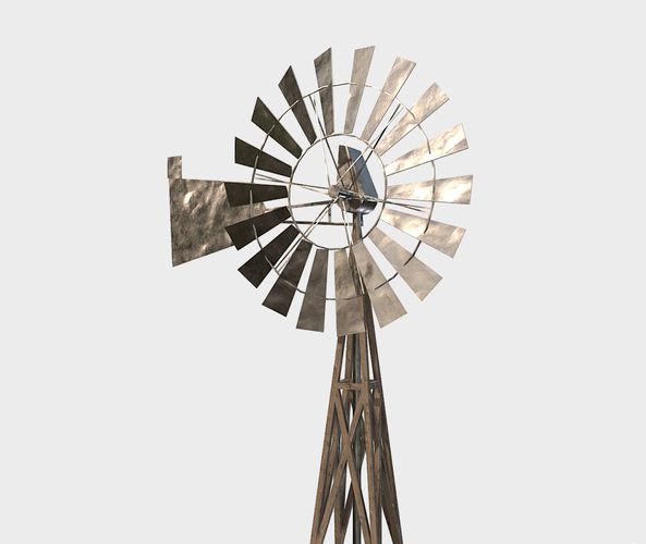Wind Pump Low-poly 3D model