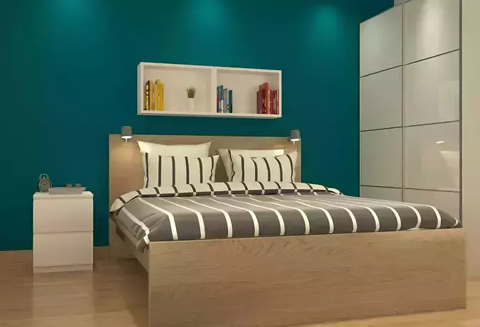 cozy bedroom with study place 2 3D model