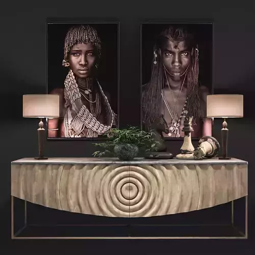 African Decoration Set Low-poly 3D model