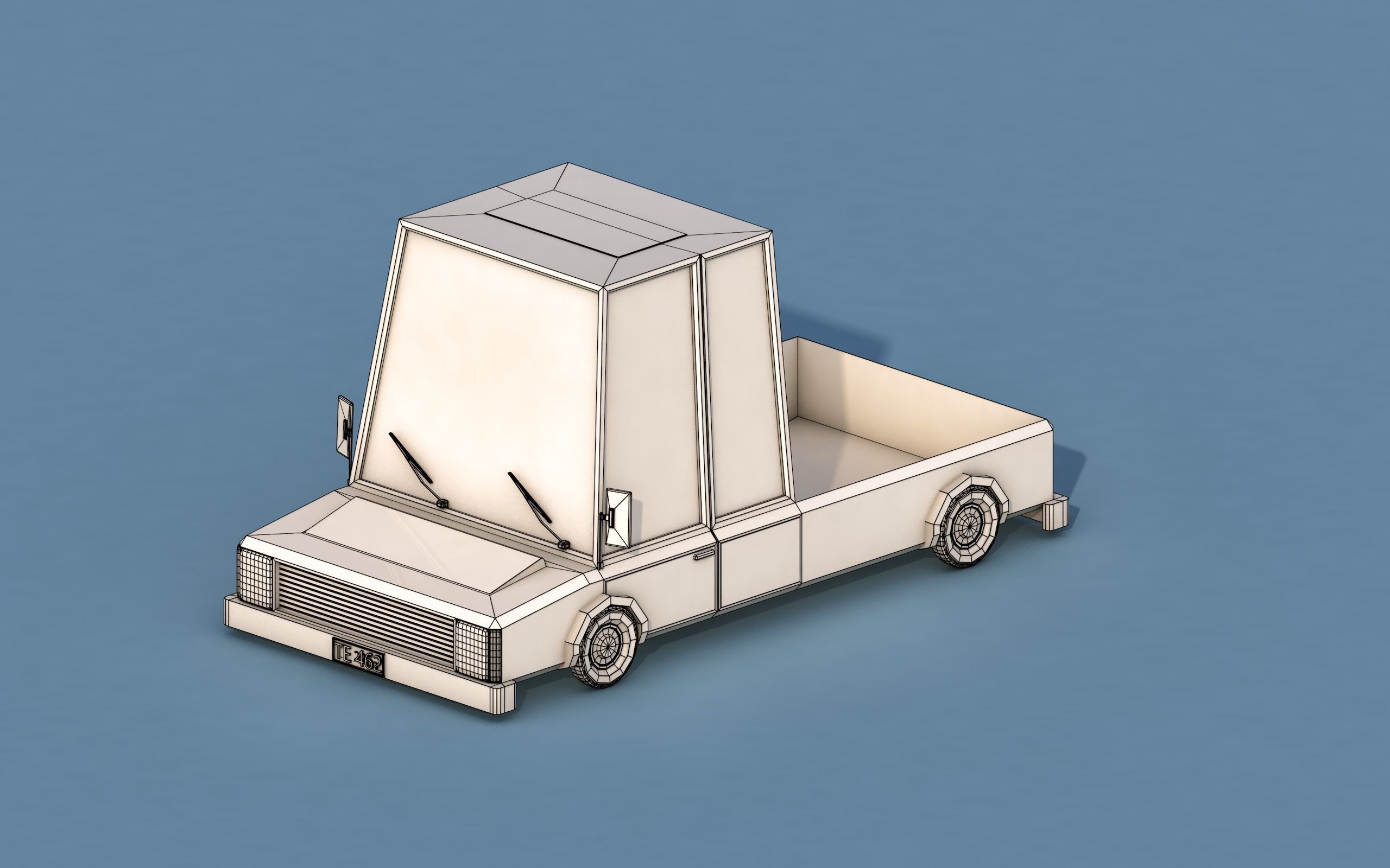 Cartoon Open Car Free low-poly 3D model_2