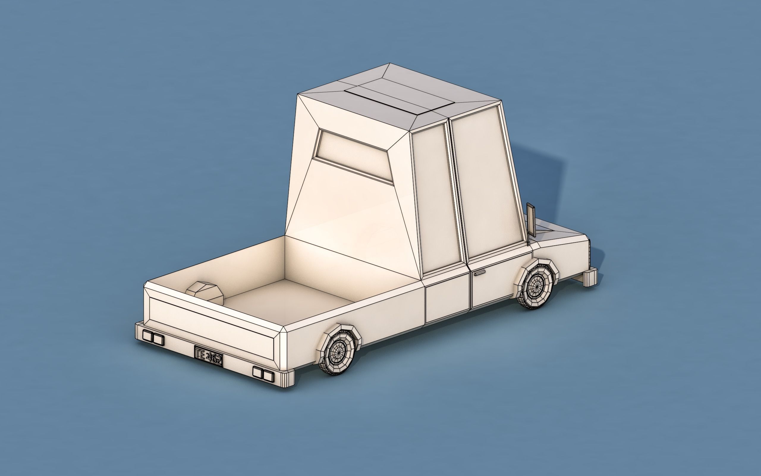 Cartoon Open Car Free low-poly 3D model_4