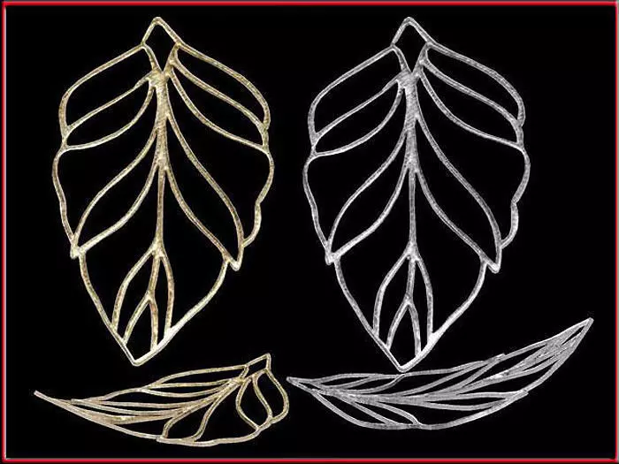 Leaf gold and Silver Low-poly 3D model_0