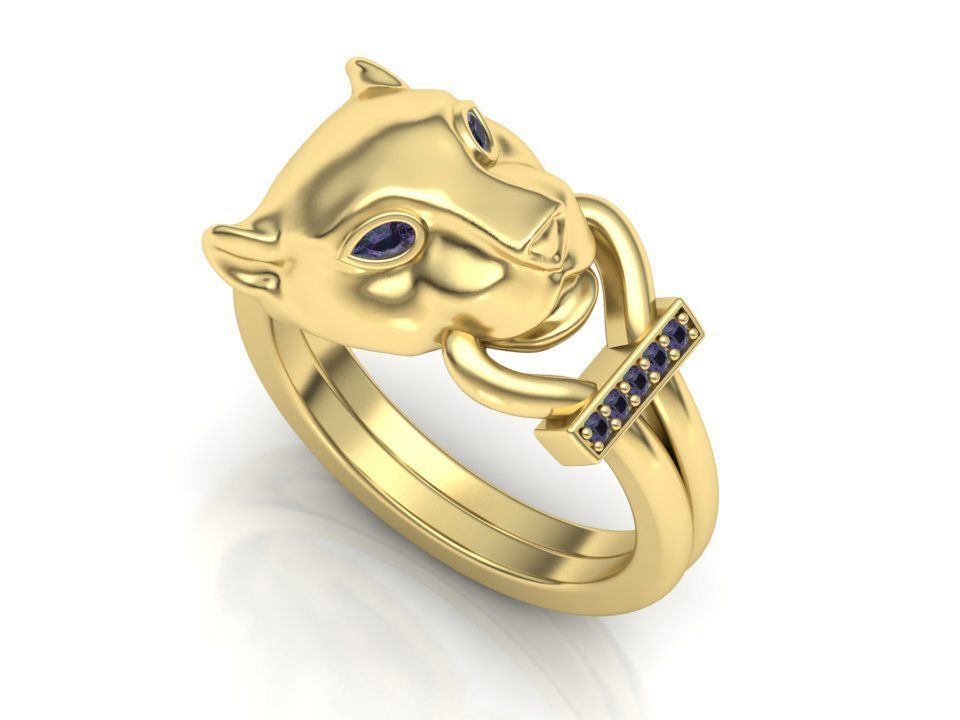 Cat ring printable 3d model  with diamonds N10278 3D print model_5
