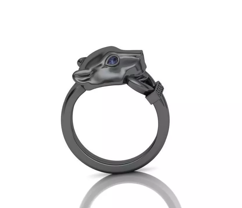 Cat ring printable 3d model  with diamonds N10278 3D print model_0