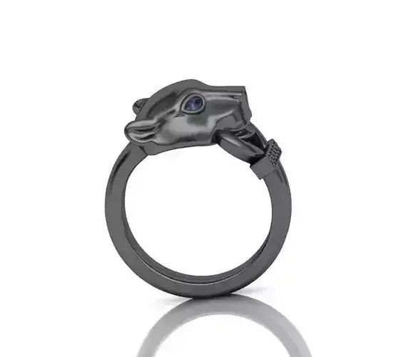 Cat ring printable 3d model  with diamonds N10278
