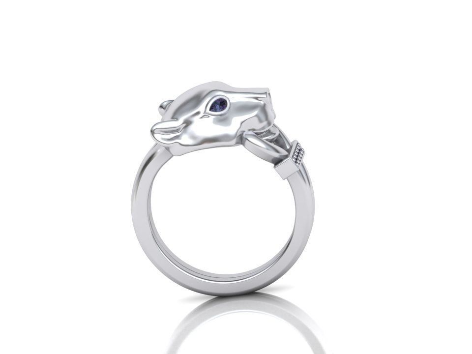 Cat ring printable 3d model  with diamonds N10278 3D print model_8