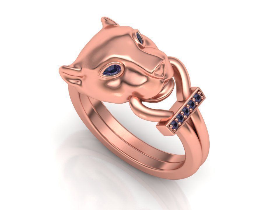 Cat ring printable 3d model  with diamonds N10278 3D print model_6