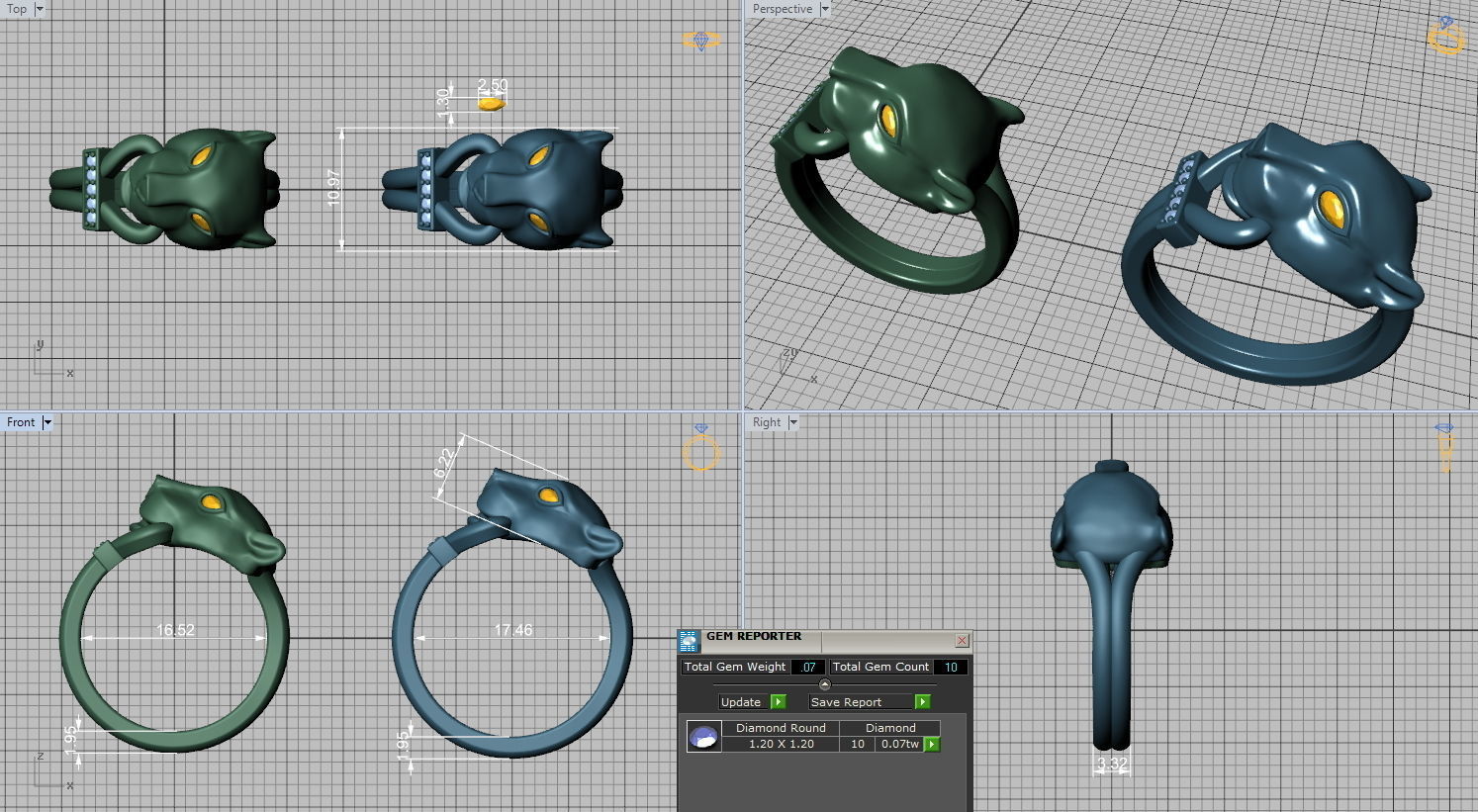 Cat ring printable 3d model  with diamonds N10278 3D print model_2