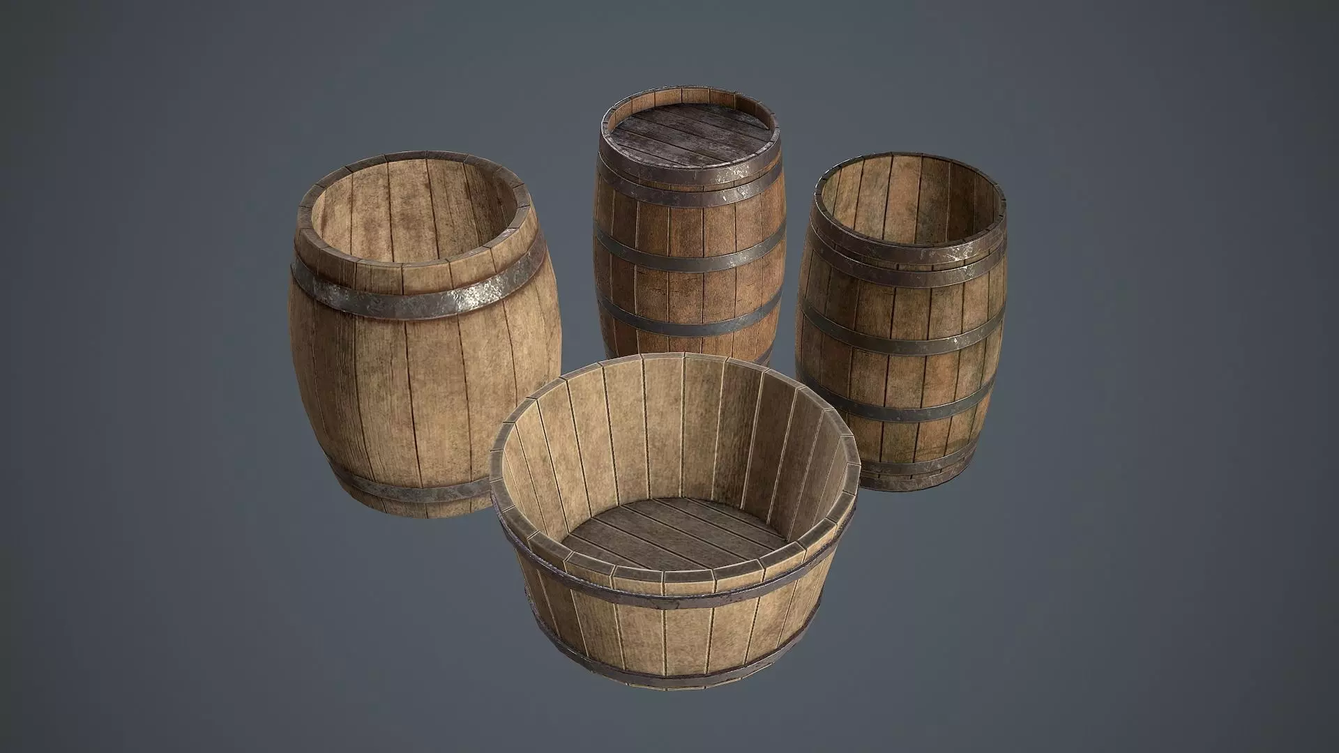 Barrels Medieval pack Low-poly 3D model