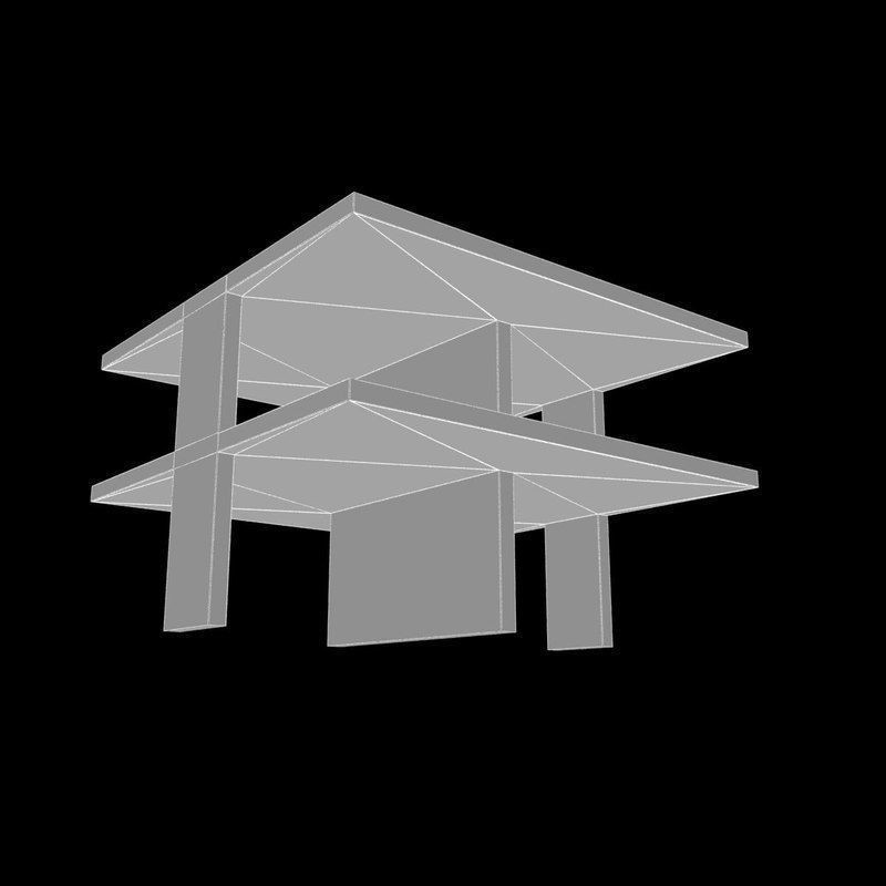 Wooden coffee table 3D model_8