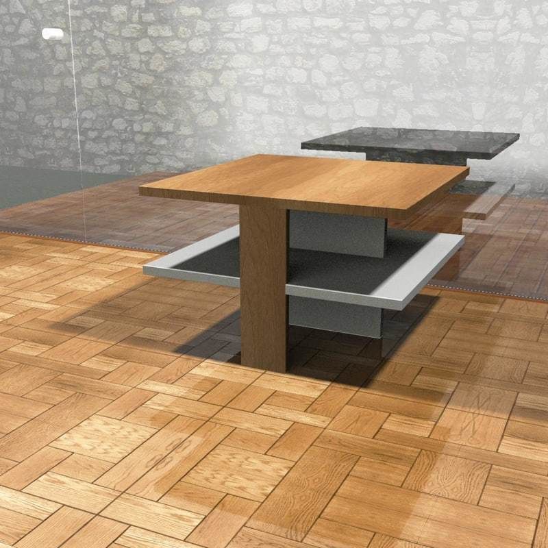 Wooden coffee table 3D model_6