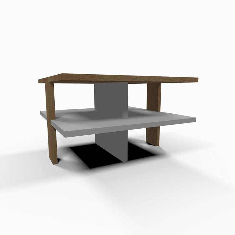 Wooden coffee table 3D model_2