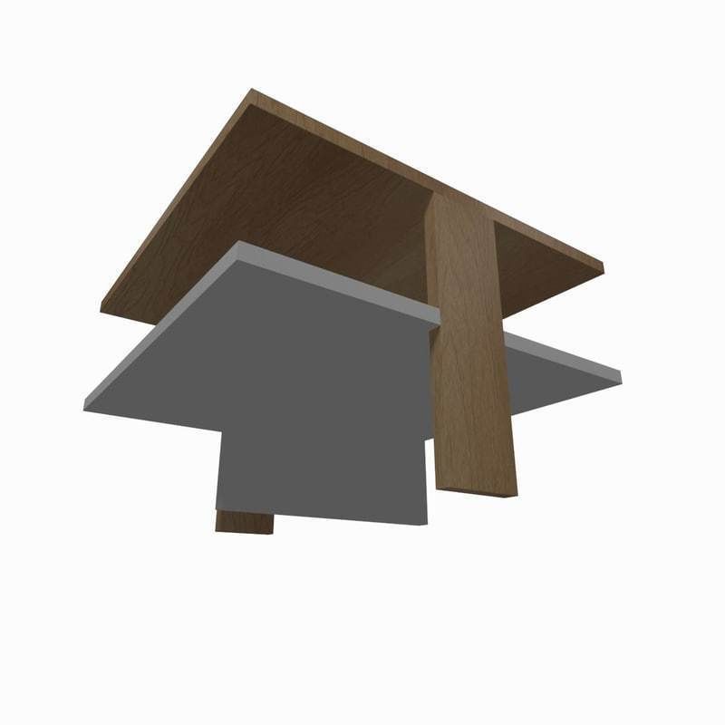 Wooden coffee table 3D model_4
