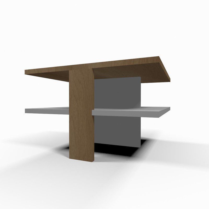 Wooden coffee table 3D model_3