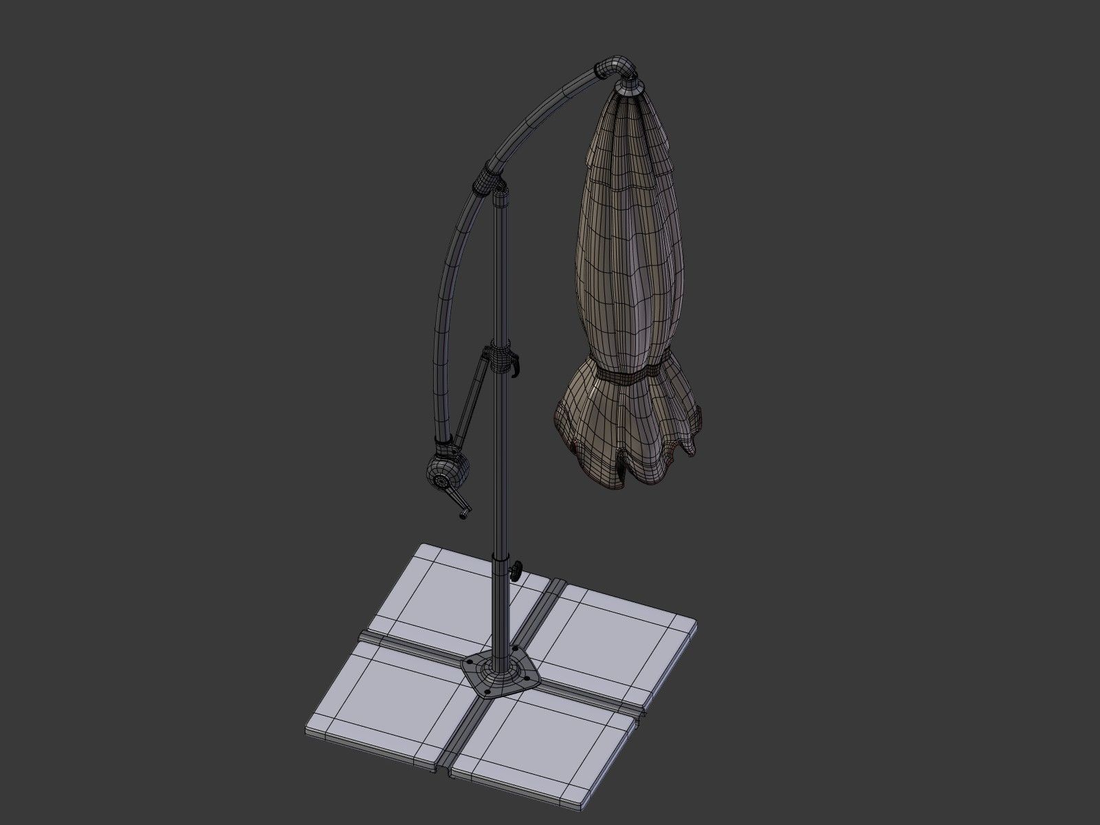 Umbrella Deck Parasol 2 Low-poly 3D model_13