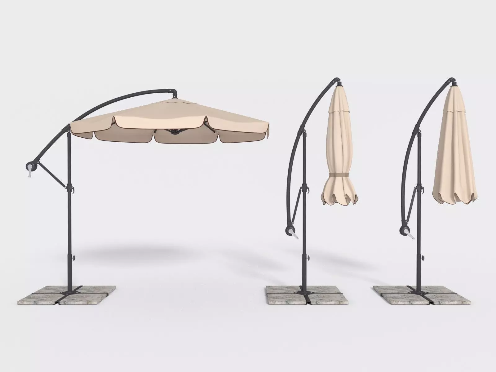 Umbrella Deck Parasol 2 Low-poly 3D model_0
