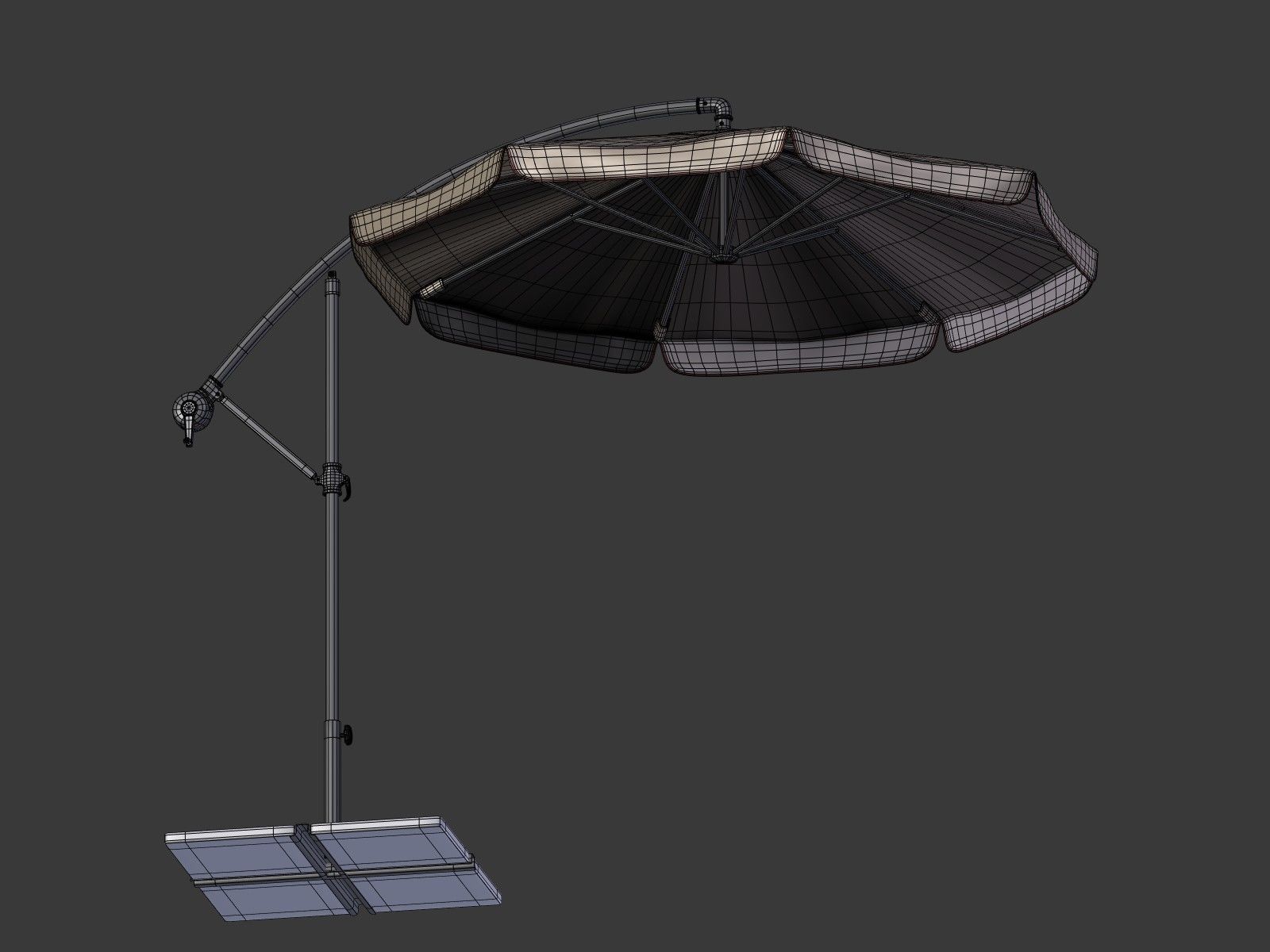 Umbrella Deck Parasol 2 Low-poly 3D model_3