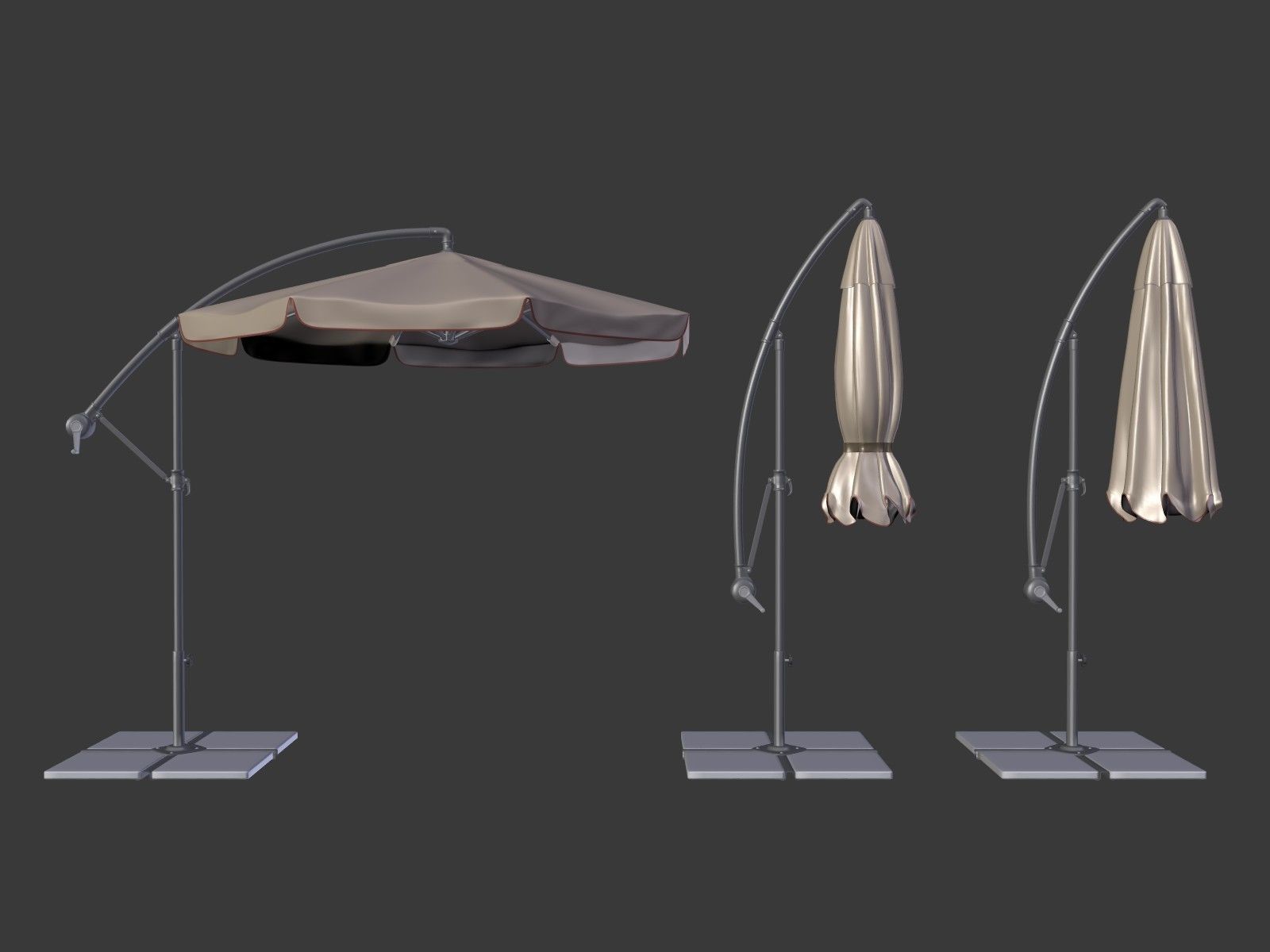 Umbrella Deck Parasol 2 Low-poly 3D model_1