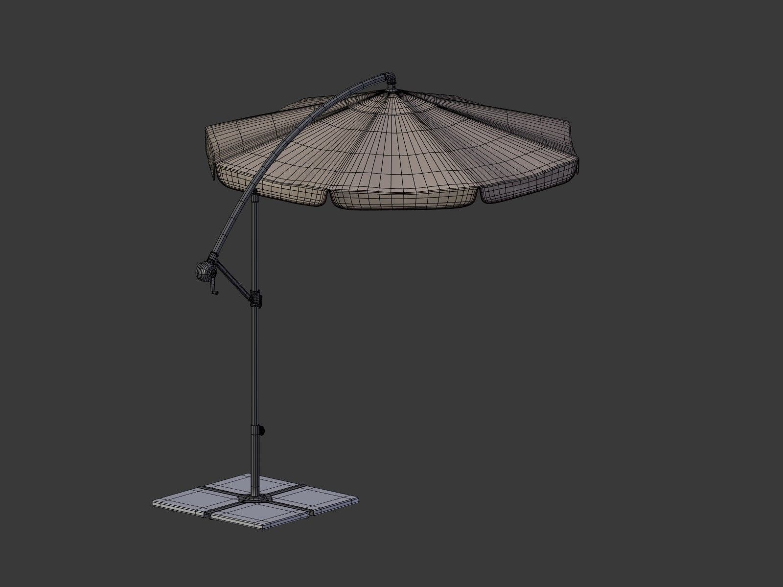 Umbrella Deck Parasol 2 Low-poly 3D model_7