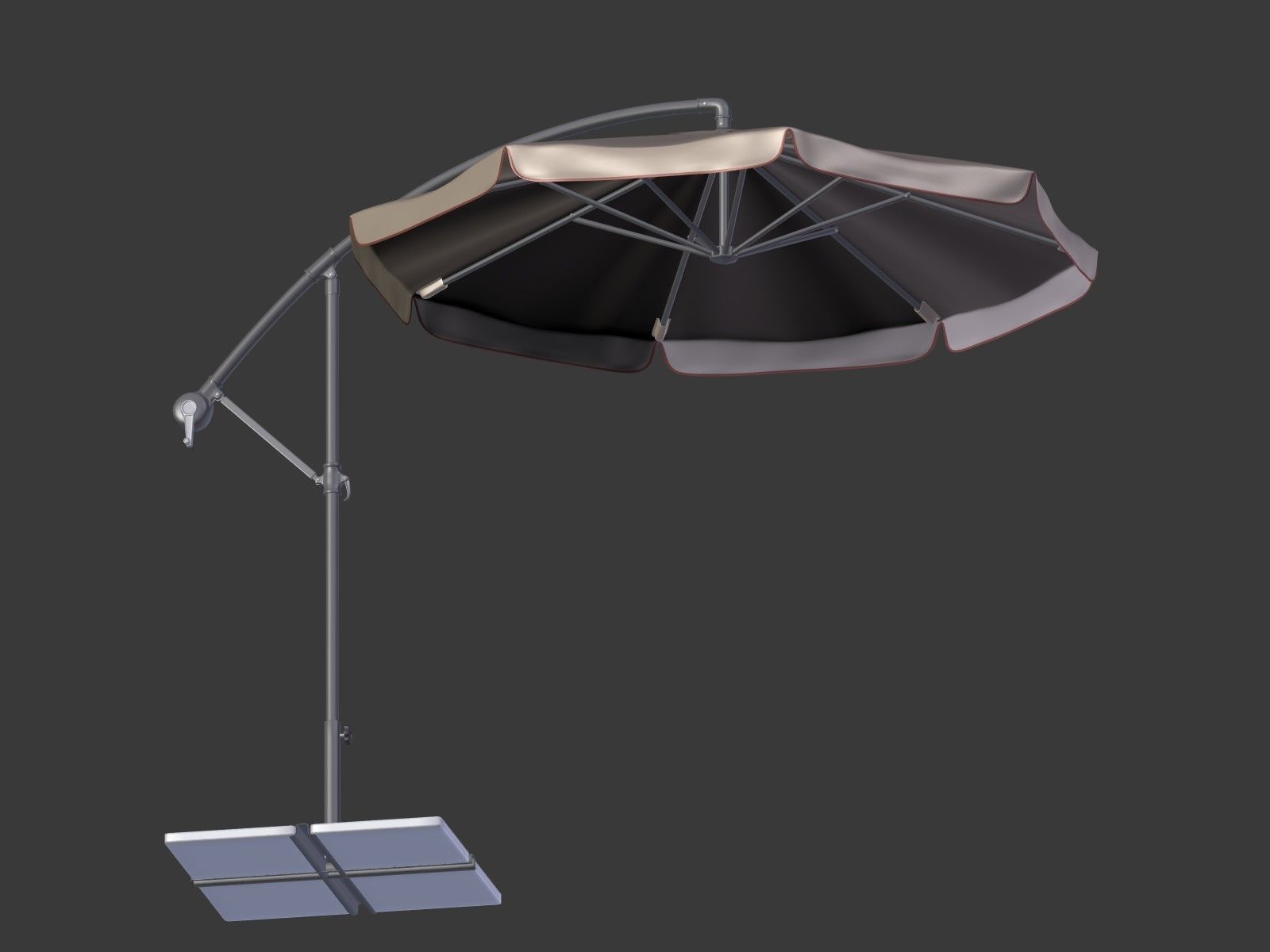Umbrella Deck Parasol 2 Low-poly 3D model_2
