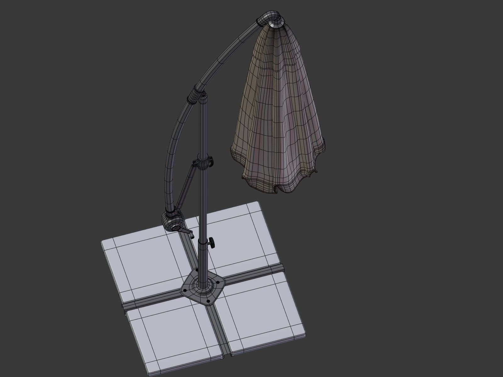 Umbrella Deck Parasol 2 Low-poly 3D model_19