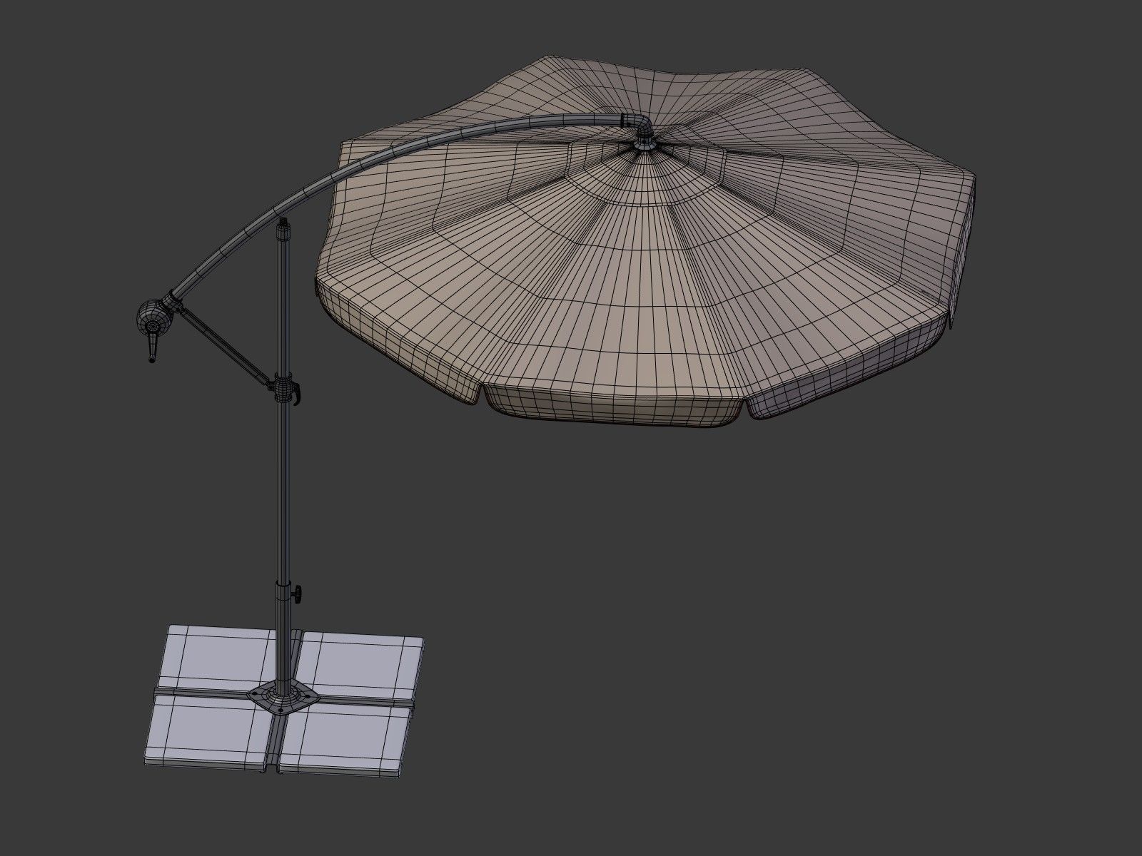 Umbrella Deck Parasol 2 Low-poly 3D model_5