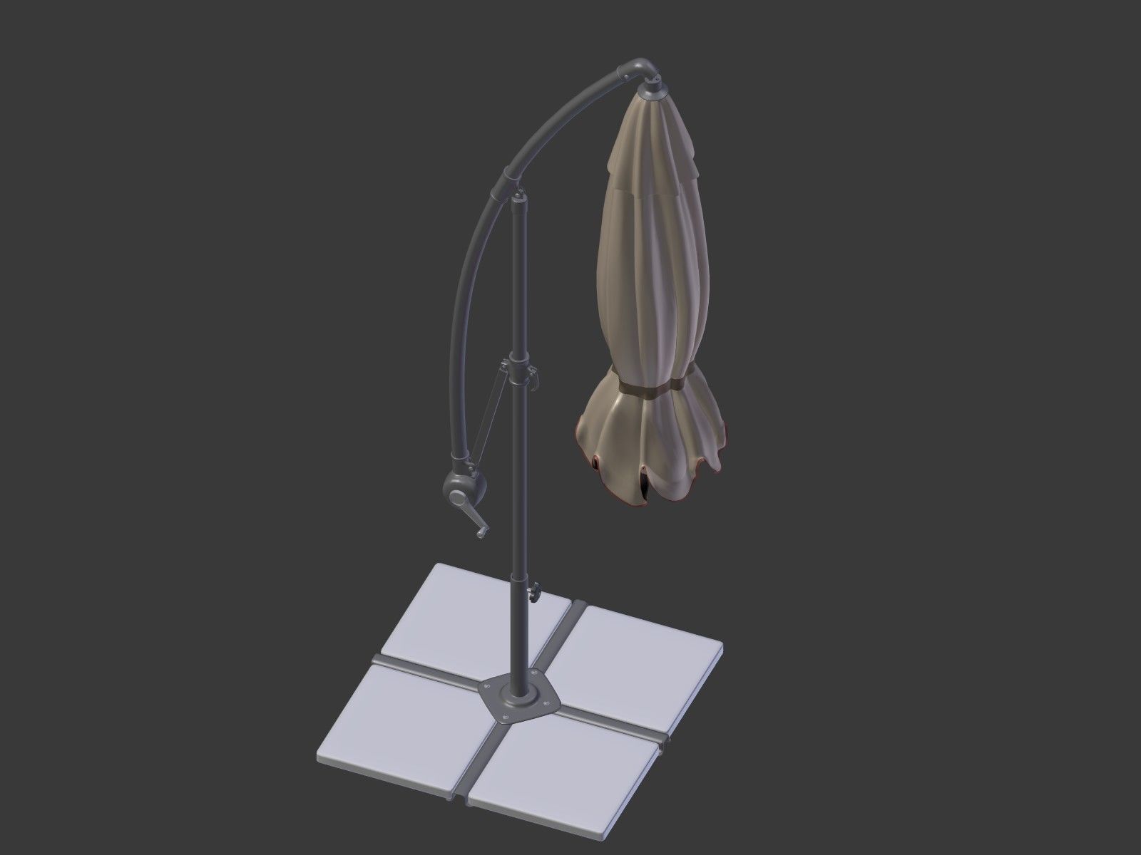 Umbrella Deck Parasol 2 Low-poly 3D model_12