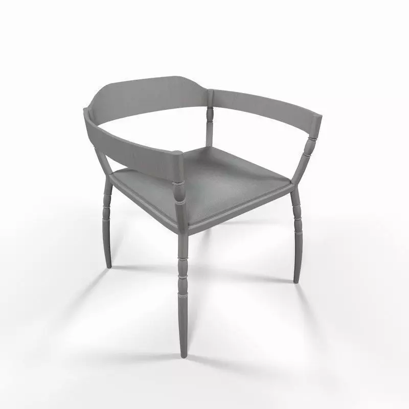 White kitchen armchair 3D model_0