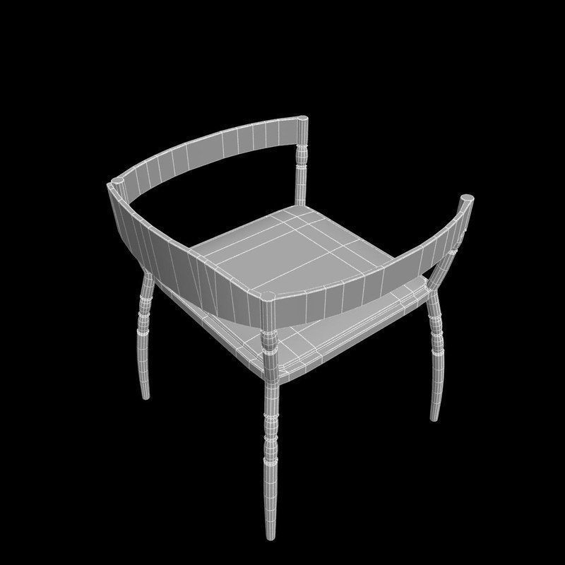 White kitchen armchair 3D model_11