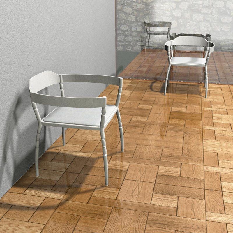 White kitchen armchair 3D model_8