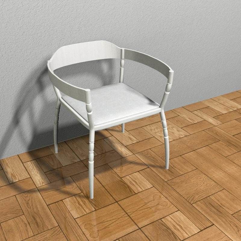 White kitchen armchair 3D model_9