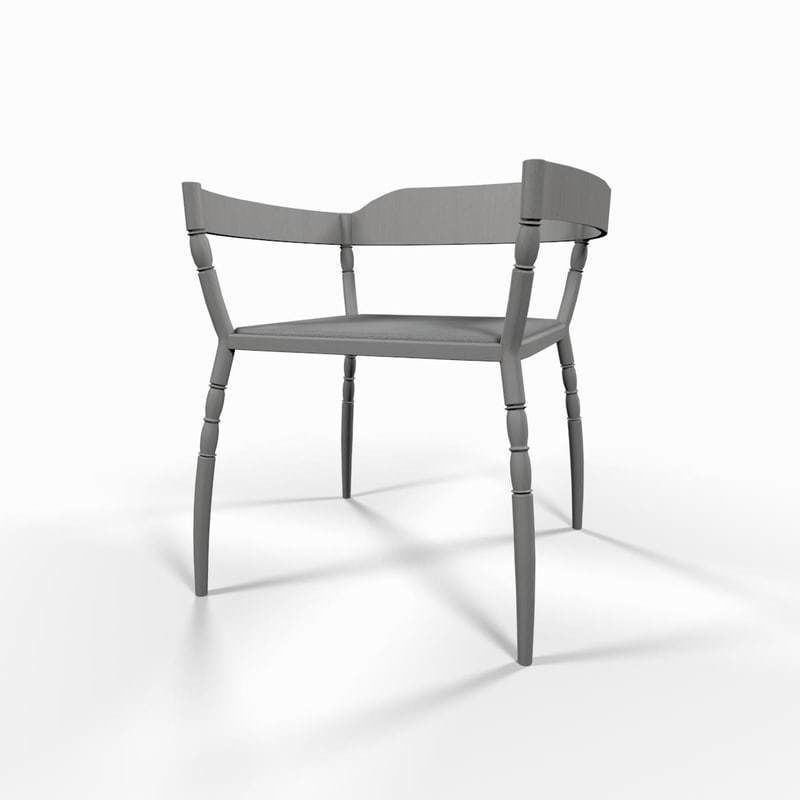 White kitchen armchair 3D model_7