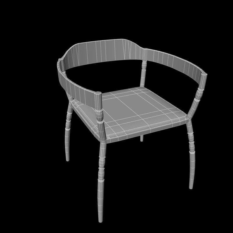 White kitchen armchair 3D model_10