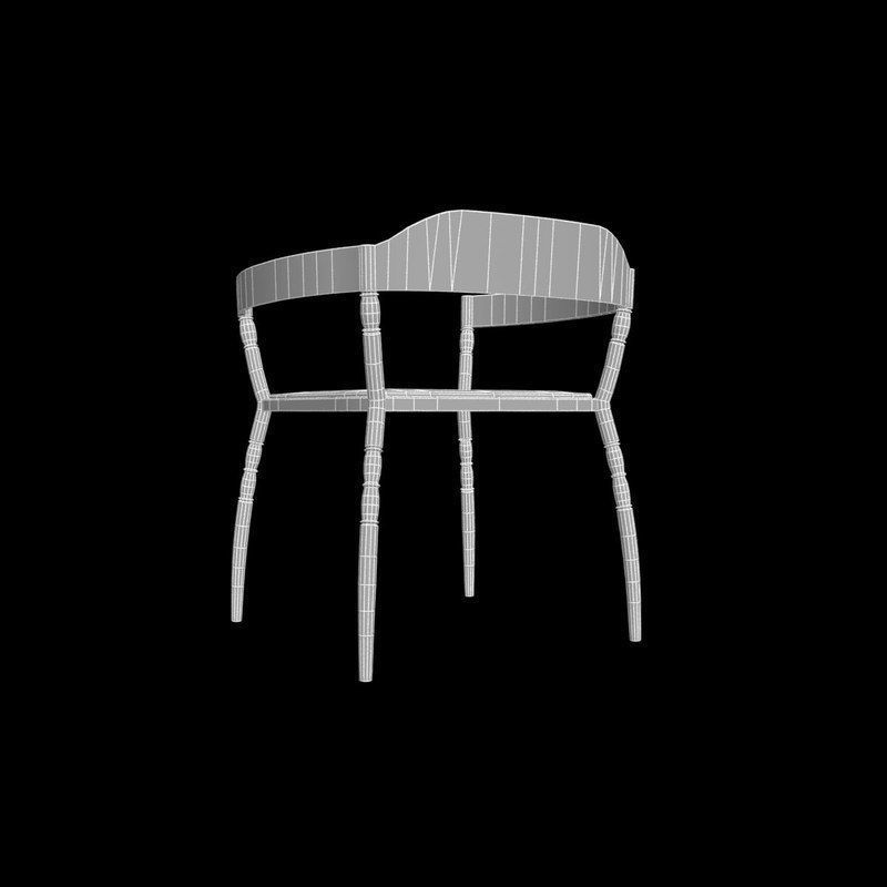 White kitchen armchair 3D model_1
