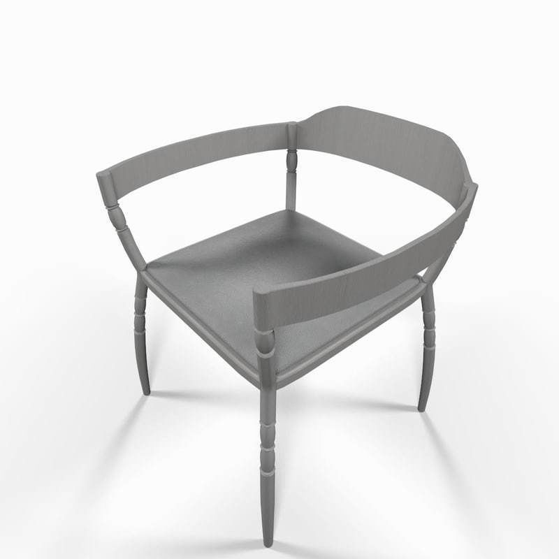 White kitchen armchair 3D model_6