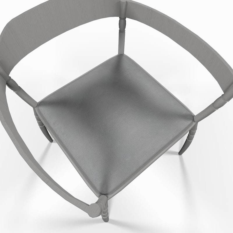 White kitchen armchair 3D model_3