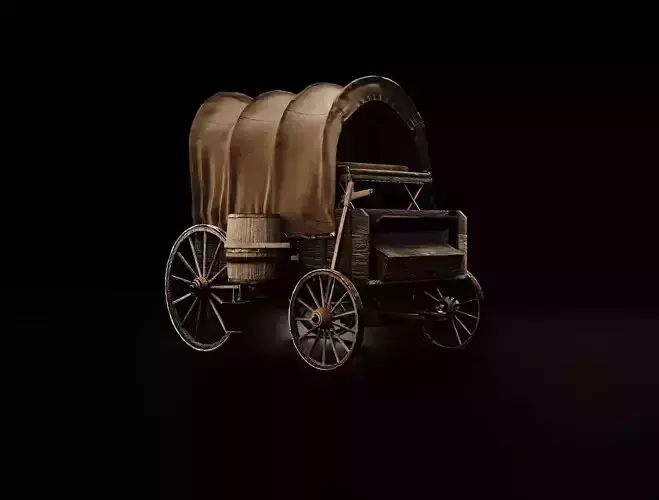 Western Stagecoch Low-poly 3D model