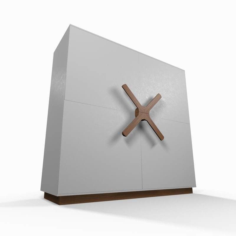 Wooden white wardrobe 3D model_6