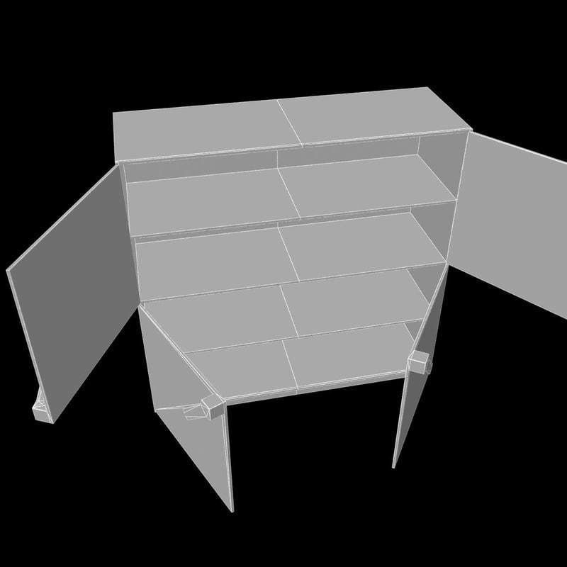 Wooden white wardrobe 3D model_3