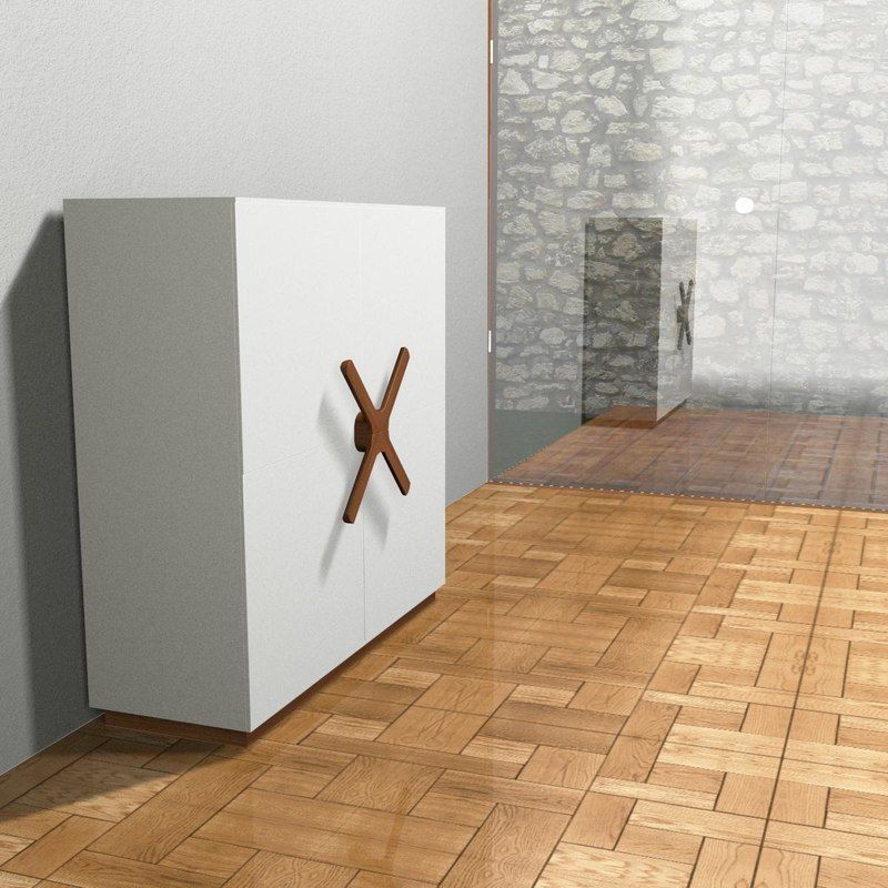 Wooden white wardrobe 3D model_9