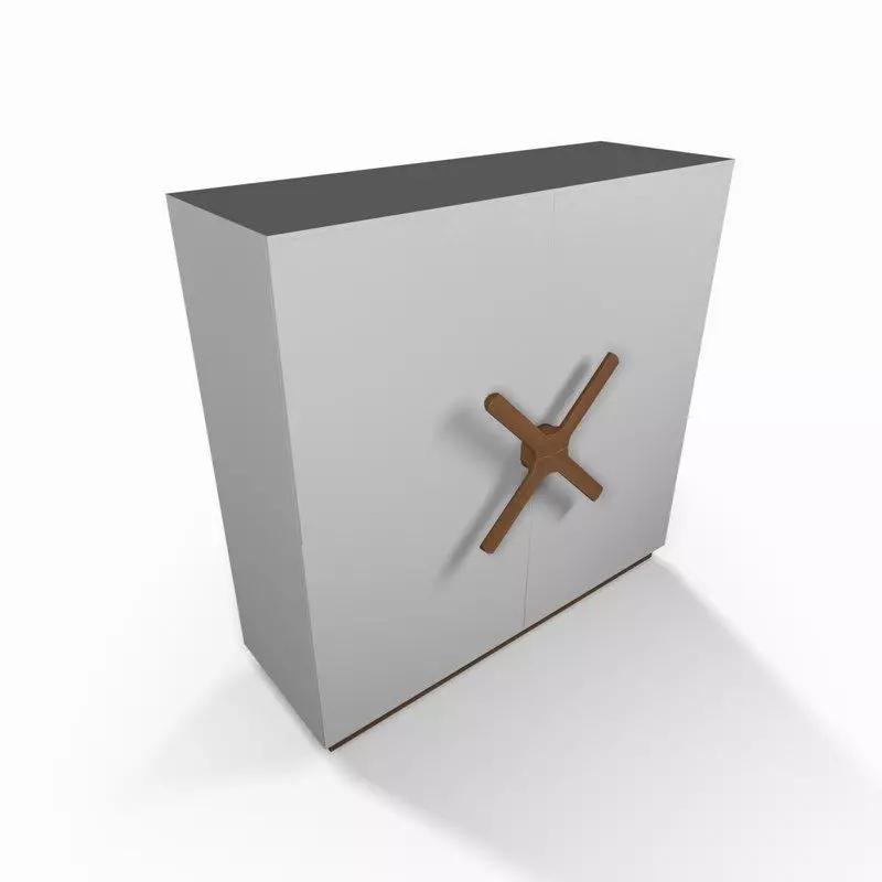 Wooden white wardrobe 3D model_0