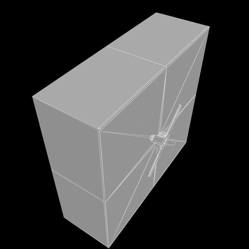 Wooden white wardrobe 3D model_1