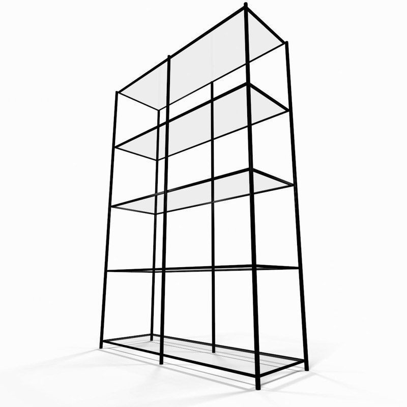 Metal utility shelf 3D model_4