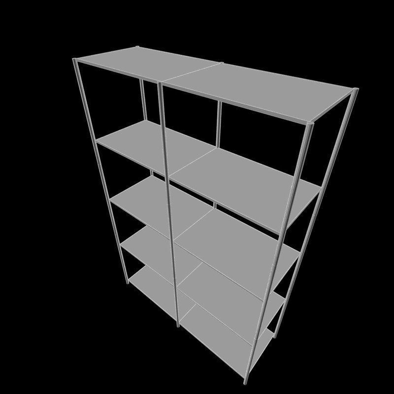 Metal utility shelf 3D model_7