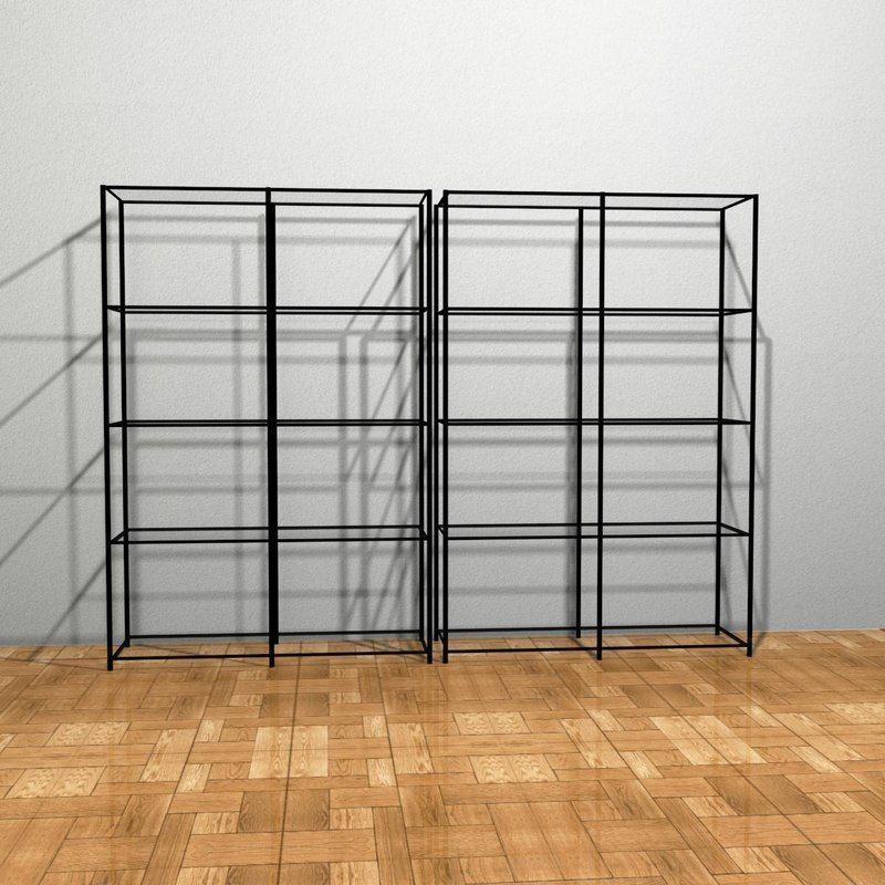 Metal utility shelf 3D model_6