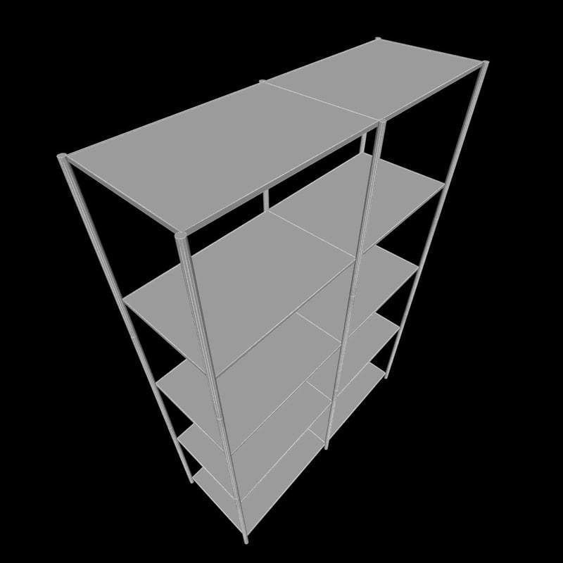 Metal utility shelf 3D model_1