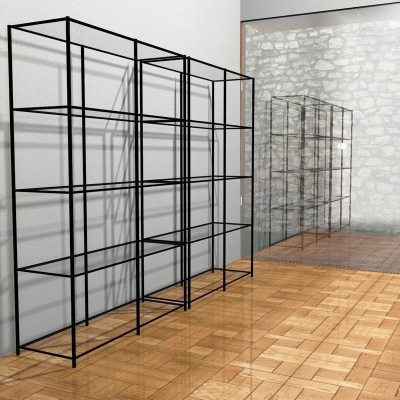Metal utility shelf 3D model_5