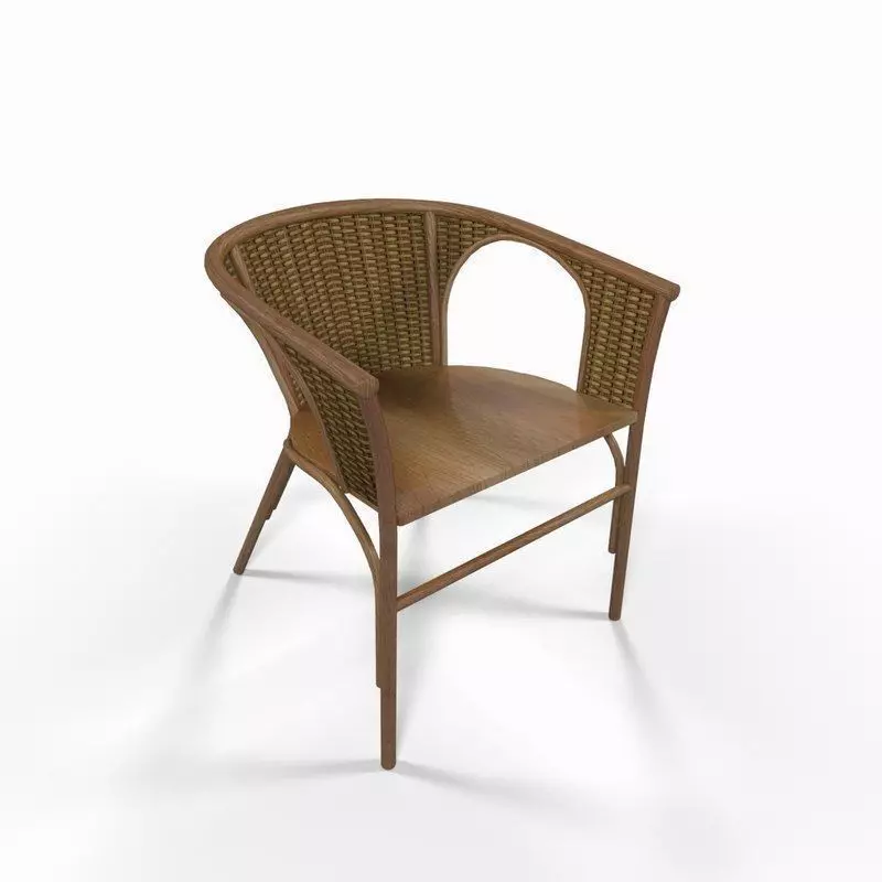Wooden wicker chair 3D model_0
