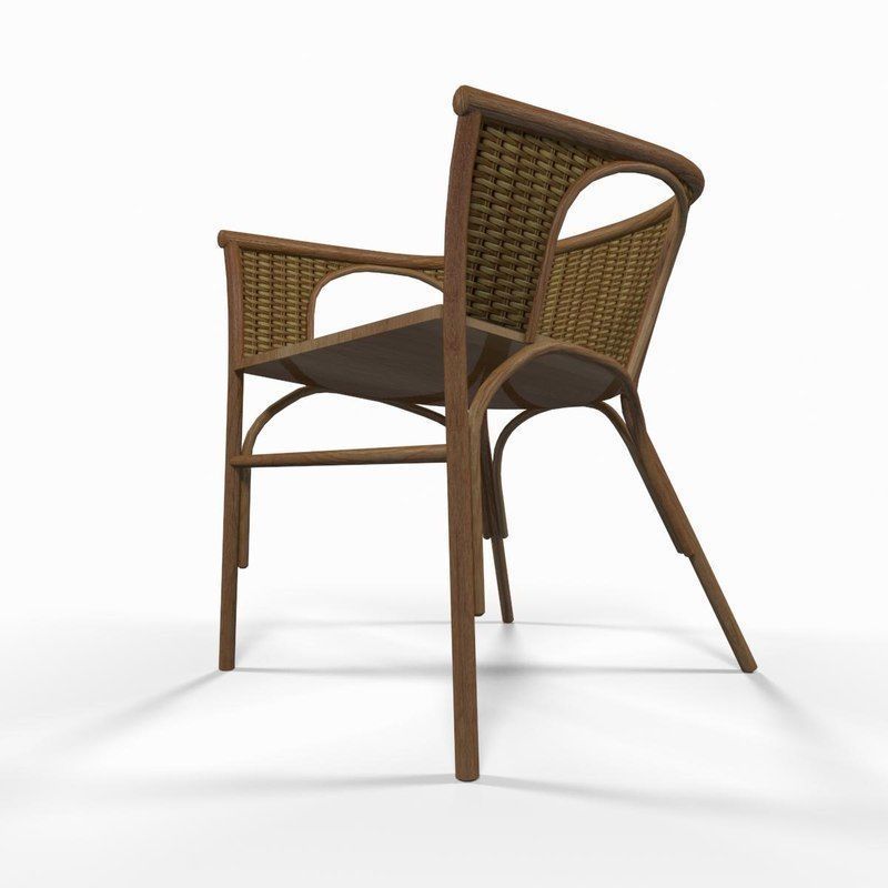 Wooden wicker chair 3D model_4